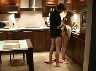 A Hidden Camera Of A Teen Couple Fucking In the Kitchen