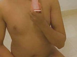 Sri Lankan young shemale sucking and riding dildo