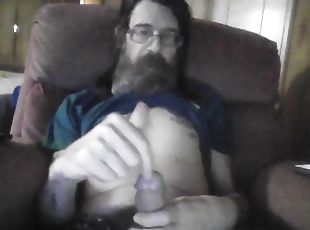 Skinny twink masturbating in a recliner and showing off his tight little ass while talking