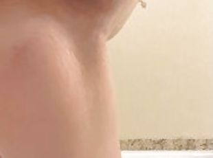 Solo pierced teen masturbating in bathtub dildo