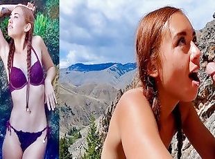 Naughty Outdoors! Waterfall Striptease and Cliffside Sex