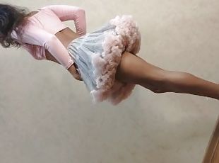 Sissy Bimbo Boytoy acting like a girl in his sexy pink dress