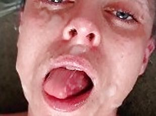 Wife LICKING Cum Off her Face