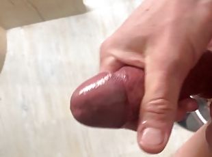 Lubed Shaved Cock - Oiled cock masturbating