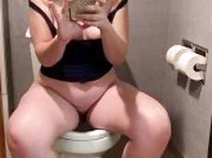 Milf Flashes Tits & Ass In Mirror Before Pissing
