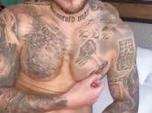Uncut Fat Cock Guy Tattoed and Muscle, BoyGym