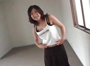 Asian steps into the house and strips