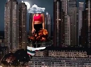 The giantess Samira grows up a lot after training and has fun in the city (Trailer- SFX)