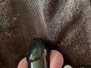 Vibrating my clit and balls while in chastity