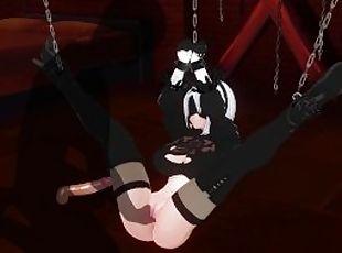 3D HENTAI Tied up 2b gets fingered in bdsm room