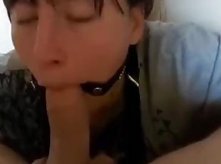 Sucking dick with a ring gag in!