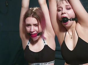 ruso, colegiala-schoolgirl, adolescente, sadomasoquismo, trío, amordazada, bondage