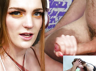 Bitch Rae Summers watches rough sex and gets facial