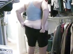 Old woman changing and revealing her big ass