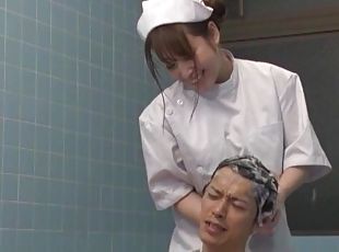 banhos, enfermeira, japonesa, casal, uniforme, penetração