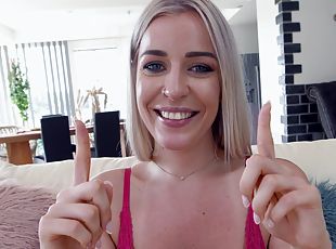 Sexy blonde babe Marica Chanelle takes off her pink panties for a BBC