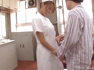enfermera, mamada, japonés, pareja, bonita, uniforme