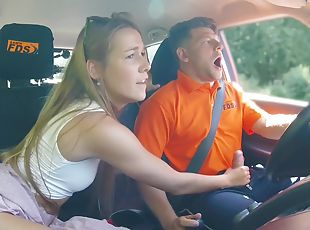 Alexis Crystal fails the driving test and gets fucked to pass