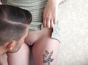 chatte-pussy, ados, couple, rasé, humide, tatouage