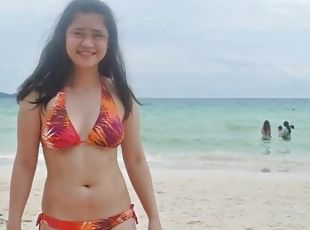 ázijské, amatérske, teenagerské, pláž, sólo, bikini, filipínske