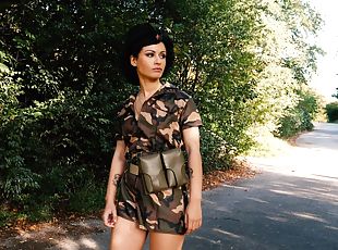 Foxy Stacy Bloom tied up and brutally fucked by two army dudes