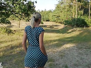 German MILF blows twice and creampied outdoors