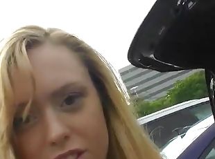 Blonde teen babe Lucy Tyler pounded hardcore in a car