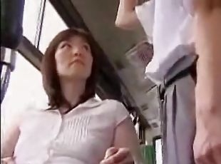 Asian prostitute does a hot handjob in BUs