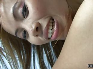 Thai teen just loves being pounded by a big white cock