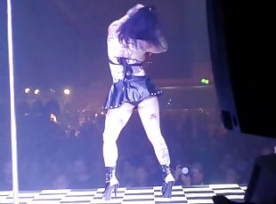Curvy Joanna Angel gets on stage at the club and does a strip routine