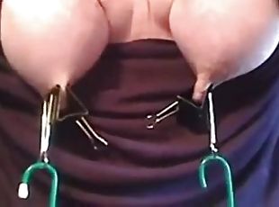 Homemade BDSM vid of a bitch playing with her bound boobs