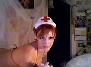 enfermeira, amador, caseiro, caebça-vermelha, webcam, dançando, sozinho, uniforme