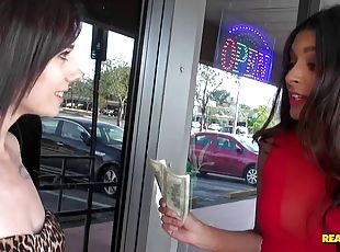 Slutty girl at a bar fucks a stranger for cash
