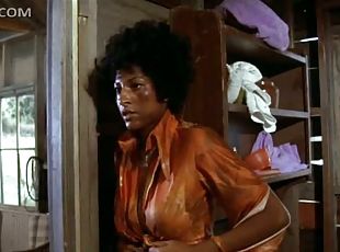 Insanely Busty Ebony Babe Pam Grier Unties Herself In Ragged Clothes