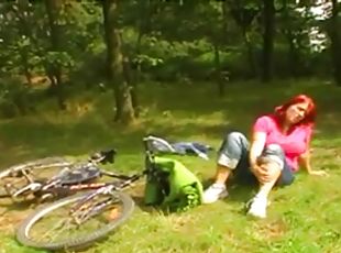 Old man fuck outdoor redhead babe