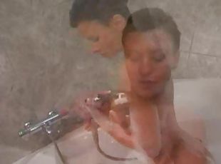 Babe with short hair fucked in the tub