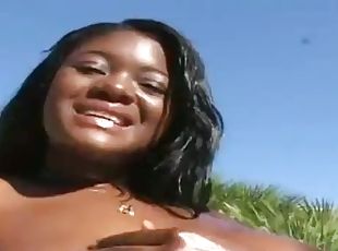 Sassy ebony gets fucked from behind and in missionary