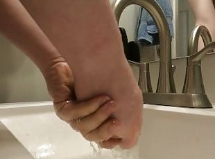 Washing hands nude (not porn)