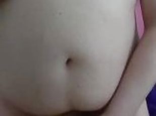 masturbation, transsexuelle, amateur, belle-femme-ronde, joufflue, ejaculation, solo, petits-seins