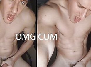 Teen fit student cums solo male masturbation orgasm