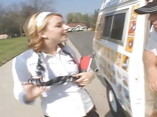 Big cock ice cream man and a shaved pussy teen have great sex