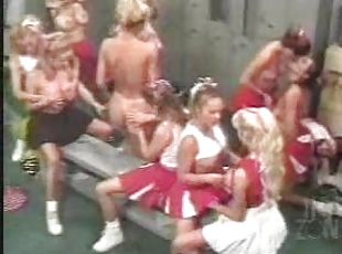 Cheerleader lesbian orgy in locker room