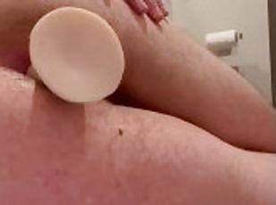 Thick white boy long and deep dildo anal masturbation session