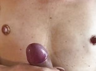 Morning masturbation to my stepson he cum on my chest with hot cum