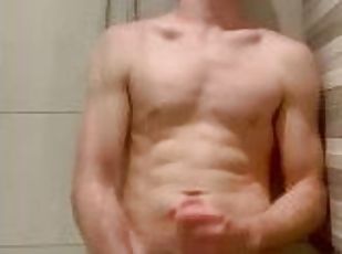 Twink wanks and cums in the boys locker room