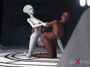 Alien dickgirl fucks ebony slave in space stati