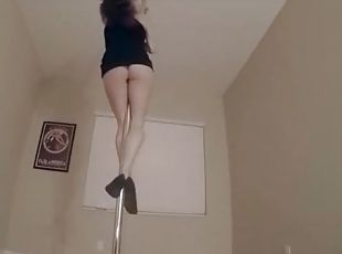 Lelu works the stripper pole in her bedroom
