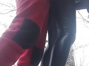 Amateur outdoors video of hardcore doggystyle fucking with a cutie