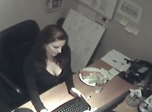 masturbácia, kancelária, pička, kamera, voyeur, zelenina