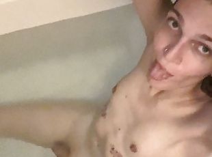 Adorable Shemale Cums in The Bathtub